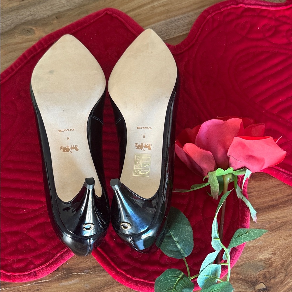 Coach Glossy Black Women's Heels - Picture 4 of 4